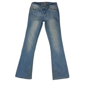Soundgirl Juniors Bootcut Jeans Light Wash Y2K Embellished‎ Stained Size 5